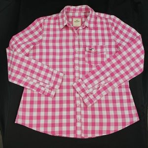 Hollister Shirt Plaid Pink/White Women's Size L
